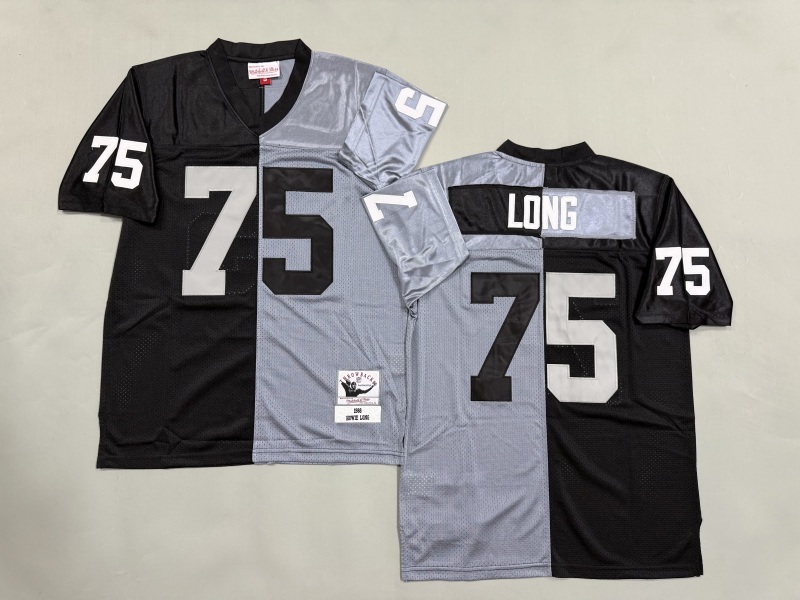 Men 2025 Nike Oakland Raiders #75 Long black grey Throwback Limited NFL Jersey style 001